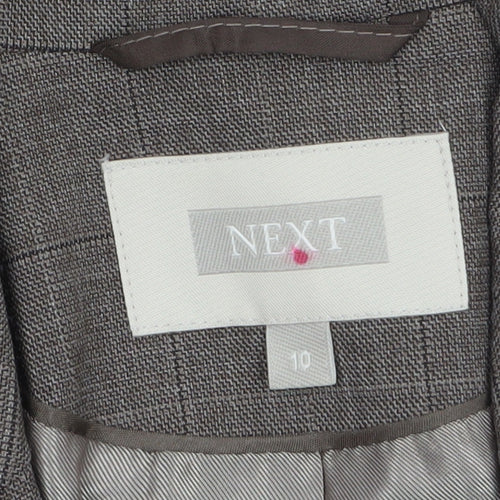 Next Women’s Brown Check Wool Blend Blazer Size 10 Regular Fit