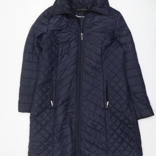 Centigrade Women Blue Quilted Long Coat Size L Water Resistant