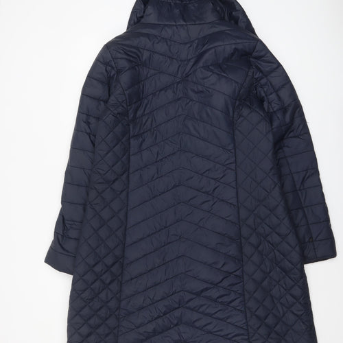 Centigrade Women Blue Quilted Long Coat Size L Water Resistant