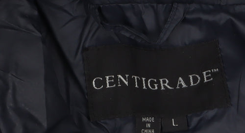 Centigrade Women Blue Quilted Long Coat Size L Water Resistant