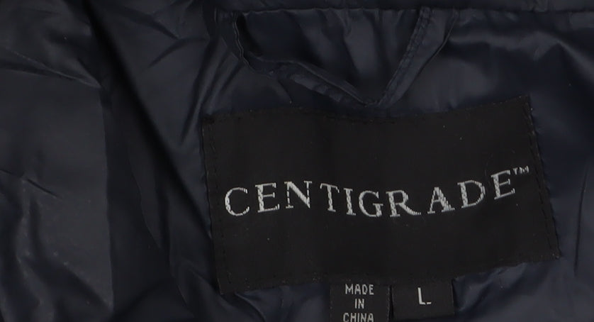 Centigrade Women Blue Quilted Long Coat Size L Water Resistant