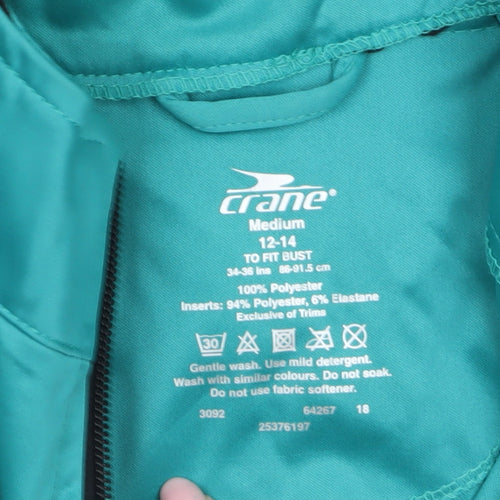 Crane Womens Green Windbreaker Sports Jacket Size 12-14 Regular Fit