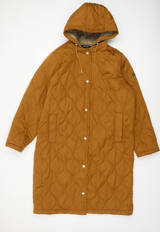 Regatta Women Brown Quilted Hooded Long Puffer Coat Size 12