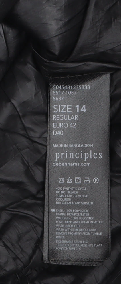 Principles Women’s Black Size 14 Long Hooded Puffer Coat