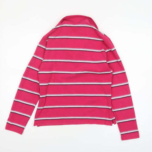 Musto Women's Pink Striped Long Sleeve Cotton Polo Shirt Size 14