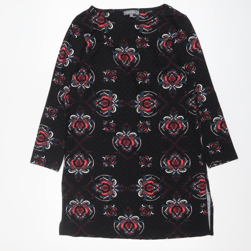 Principles Women's Black Floral Tunic Top Size 12 Viscose Stretch