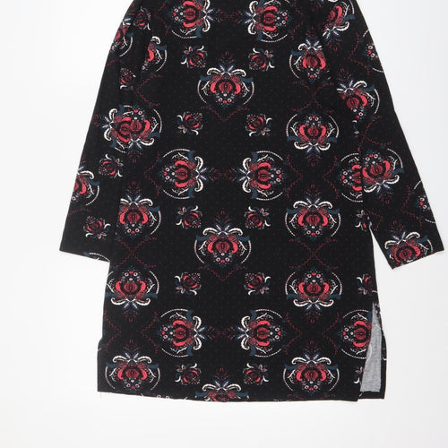 Principles Women's Black Floral Tunic Top Size 12 Viscose Stretch