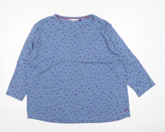 Country Rose Women's Blue Floral 3/4 Sleeve Cotton Jersey T-Shirt XL