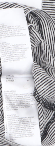 Whistles Women Grey Striped Roll Neck Long Sleeve Cotton Top Size 8