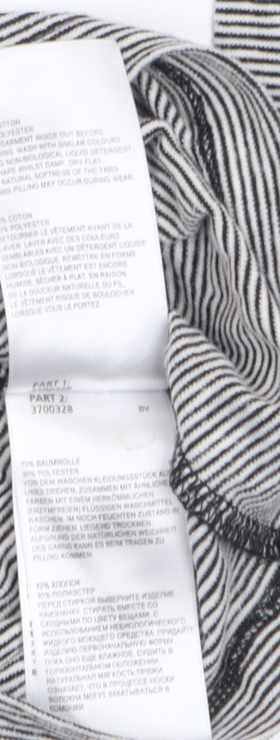 Whistles Women Grey Striped Roll Neck Long Sleeve Cotton Top Size 8