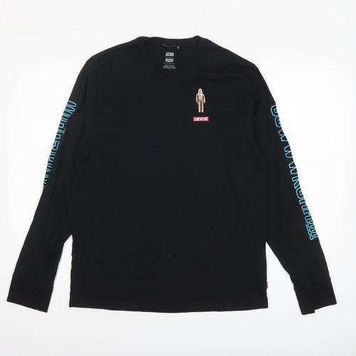 Levi's Men Black Star Wars Long Sleeve Crew Neck T-Shirt Size M