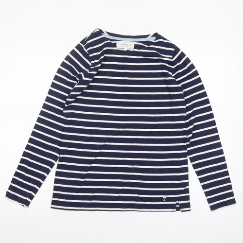Quba & Co Womens Blue White Striped Cotton Long Sleeve Nautical Top Size 10