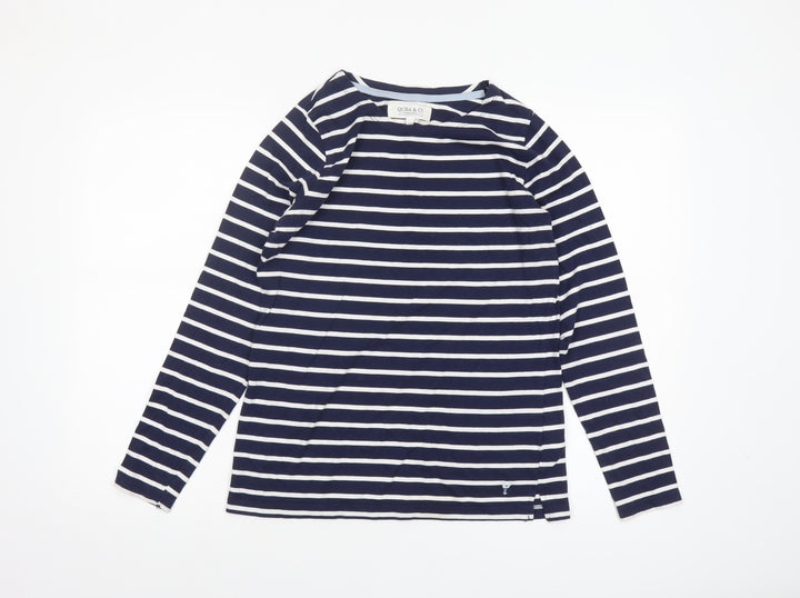 Quba & Co Womens Blue White Striped Cotton Long Sleeve Nautical Top Size 10