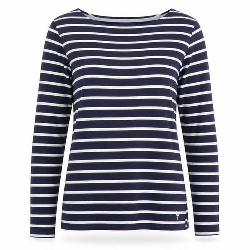 Quba & Co Womens Blue White Striped Cotton Long Sleeve Nautical Top Size 10