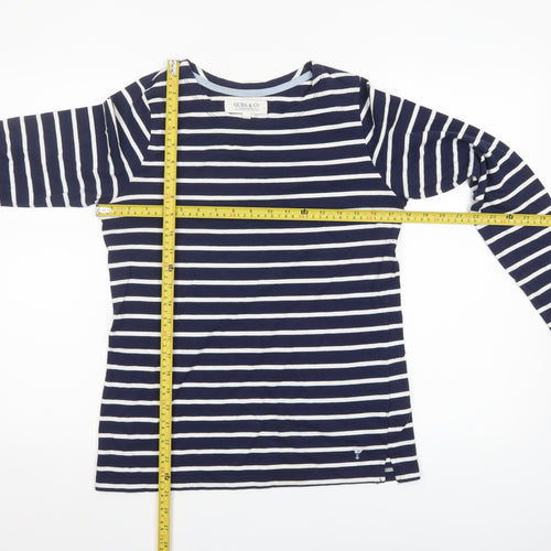 Quba & Co Womens Blue White Striped Cotton Long Sleeve Nautical Top Size 10