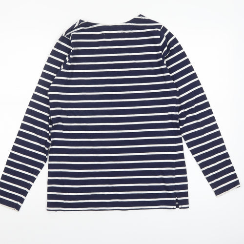 Quba & Co Womens Blue White Striped Cotton Long Sleeve Nautical Top Size 10