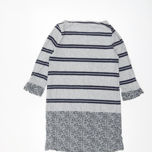 Weird Fish Womens Grey Striped 3/4 Sleeve Tunic Top Size 10