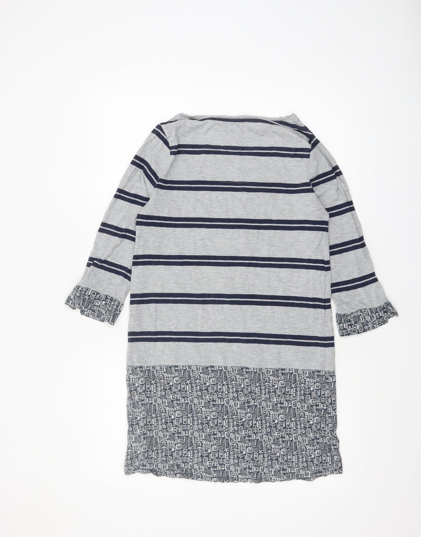 Weird Fish Womens Grey Striped 3/4 Sleeve Tunic Top Size 10