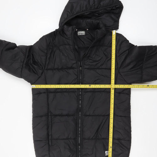Sondico Men's Black Puffer Jacket Size S Hooded Winter Zip Coat