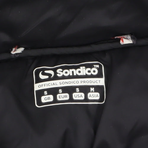 Sondico Men's Black Puffer Jacket Size S Hooded Winter Zip Coat