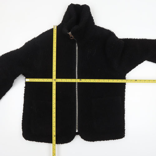 Topshop Women's Black Fleece Zip Up Jacket Size M
