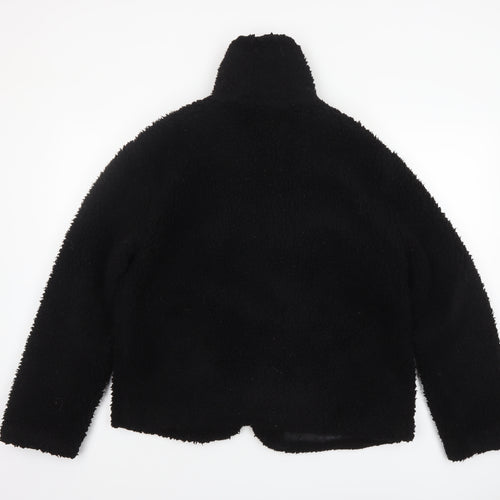 Topshop Women's Black Fleece Zip Up Jacket Size M