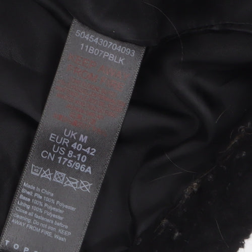 Topshop Women's Black Fleece Zip Up Jacket Size M