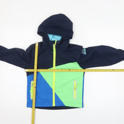 Top&Sky Kids Boys Blue Colourblock Waterproof Hooded Rain Jacket 4-5 Years