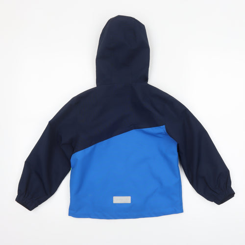 Top&Sky Kids Boys Blue Colourblock Waterproof Hooded Rain Jacket 4-5 Years