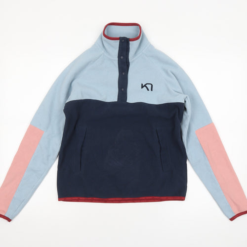 Kari Traa Womens XS Blue Pink Fleece Pullover Sweatshirt