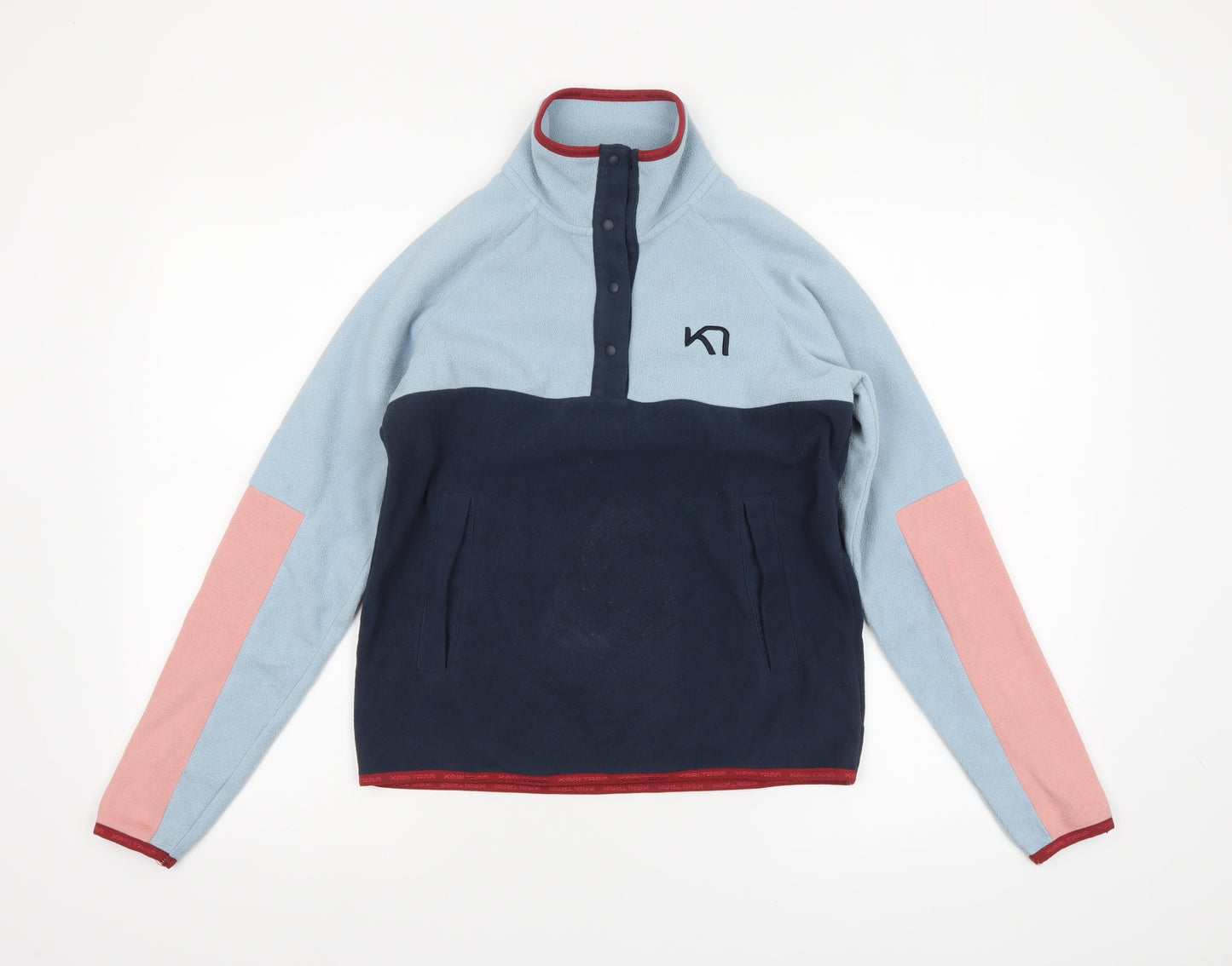 Kari Traa Womens XS Blue Pink Fleece Pullover Sweatshirt