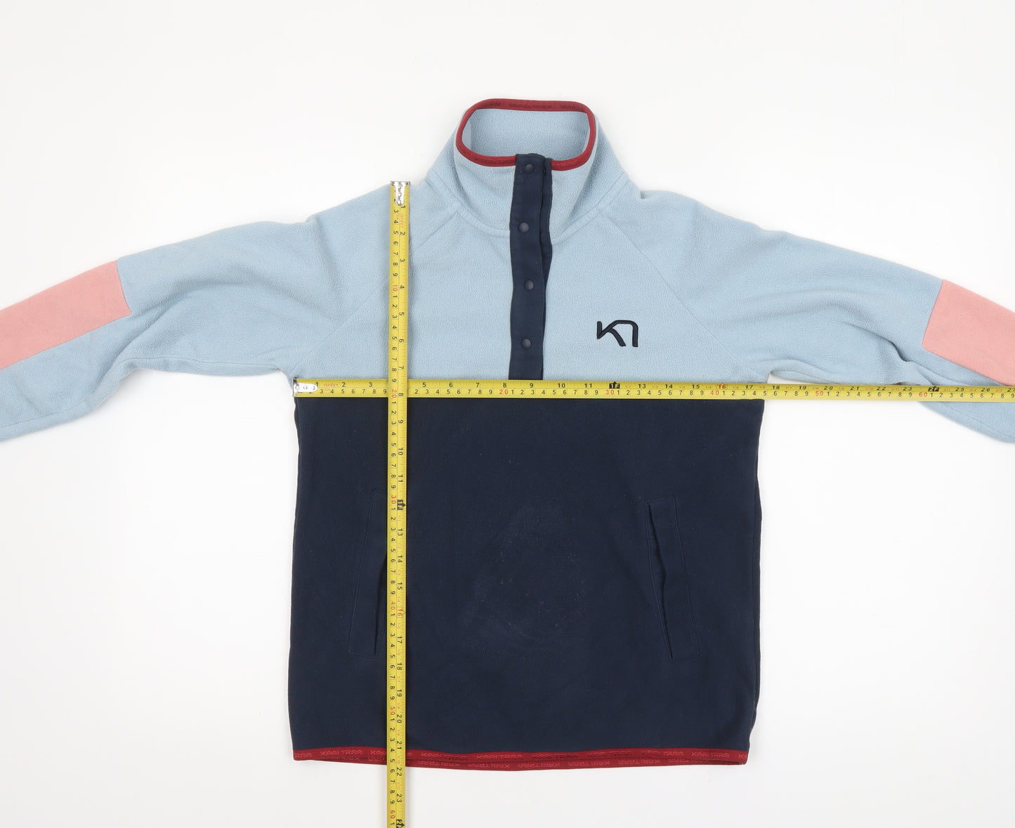 Kari Traa Womens XS Blue Pink Fleece Pullover Sweatshirt