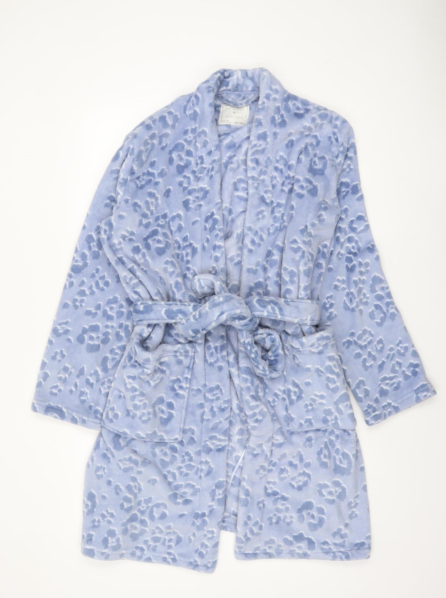 Marks and Spencer Womens Blue Fleece Animal Print Belted Robe M