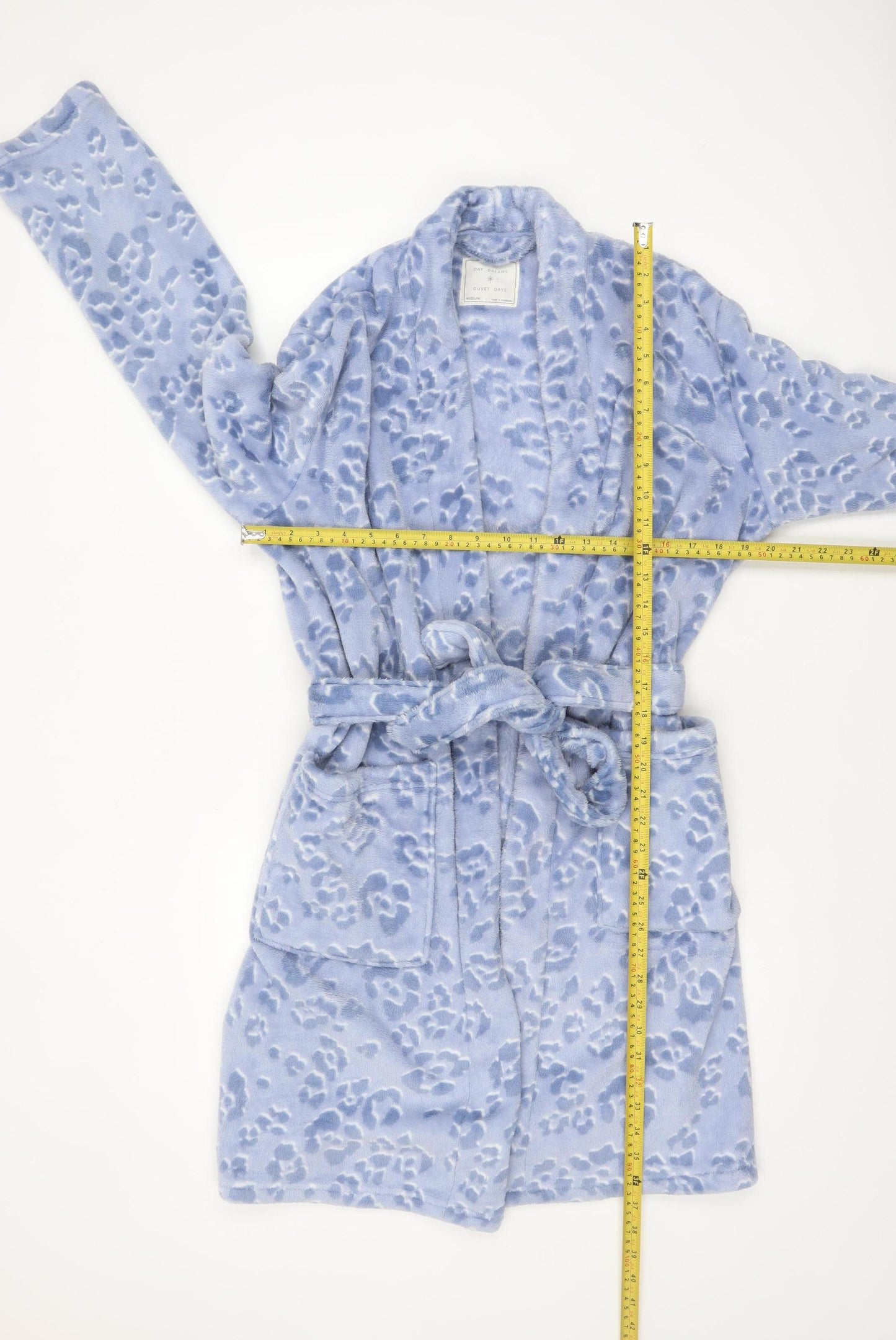 Marks and Spencer Womens Blue Fleece Animal Print Belted Robe M