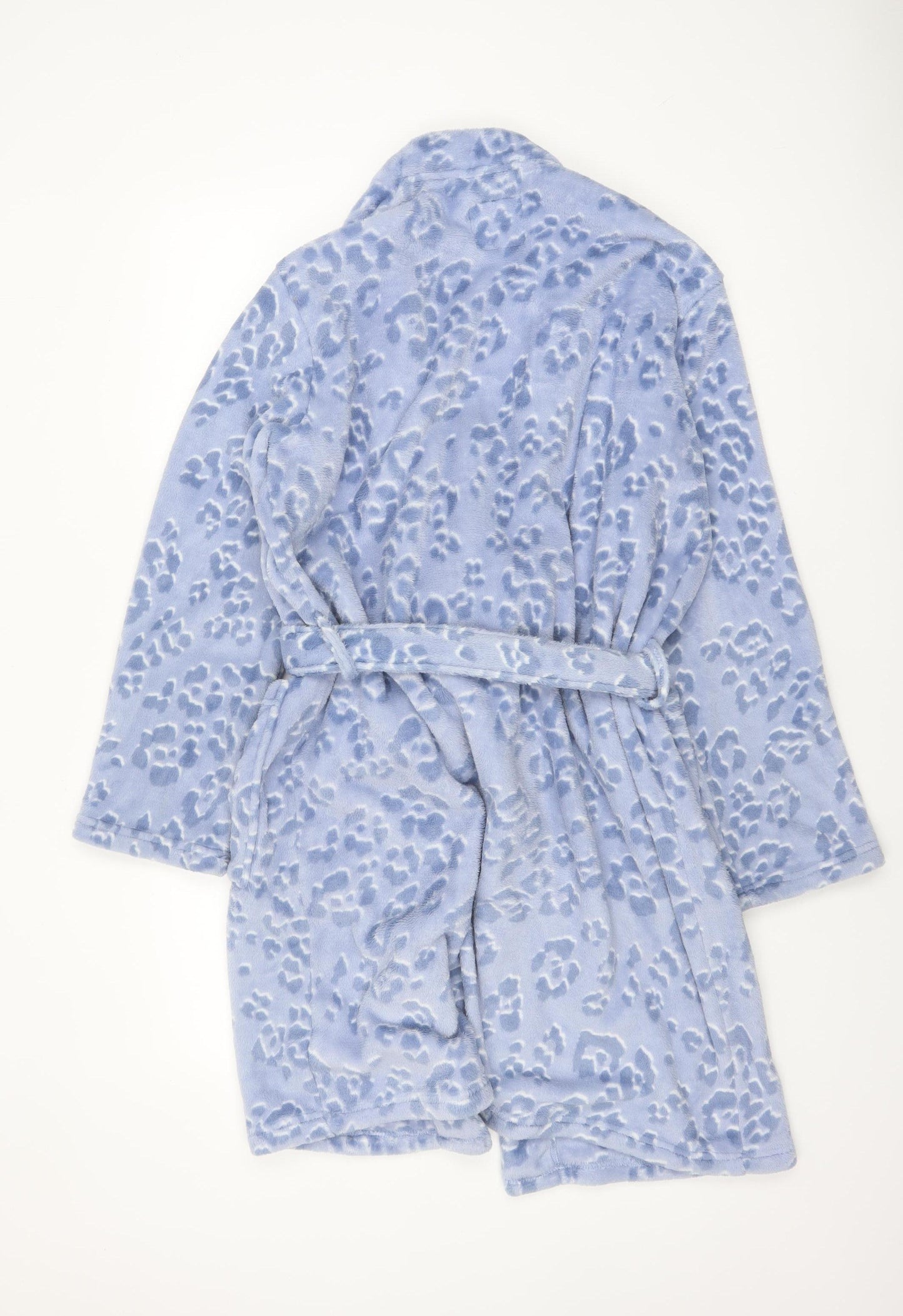Marks and Spencer Womens Blue Fleece Animal Print Belted Robe M