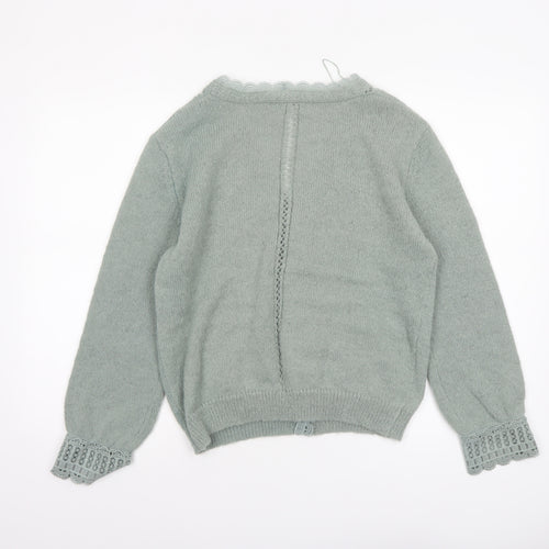 NEXT Women’s Green Beaded Knit Long Sleeve V-Neck Cardigan Size 14