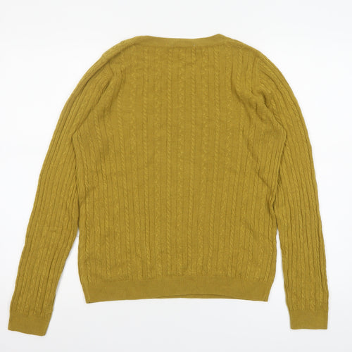 Tu Womens Yellow Cable Knit Crew Neck Jumper Size 12