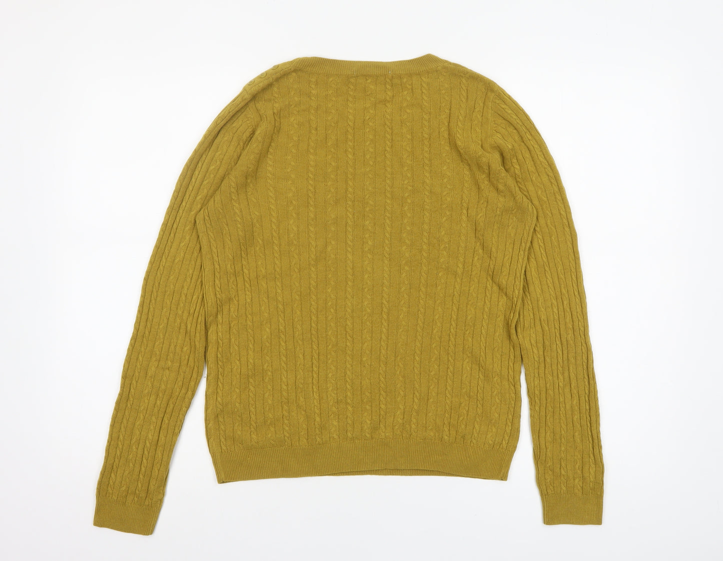 Tu Womens Yellow Cable Knit Crew Neck Jumper Size 12