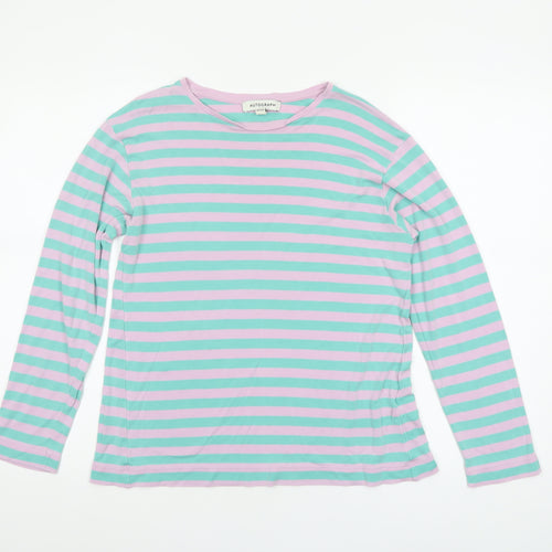 Marks and Spencer Women’s Multicoloured Striped Long Sleeve Lyocell T-Shirt Size 12
