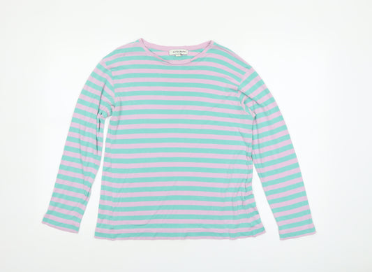 Marks and Spencer Women’s Multicoloured Striped Long Sleeve Lyocell T-Shirt Size 12