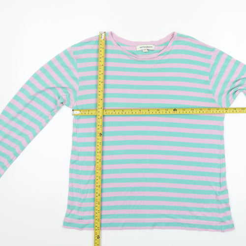 Marks and Spencer Women’s Multicoloured Striped Long Sleeve Lyocell T-Shirt Size 12
