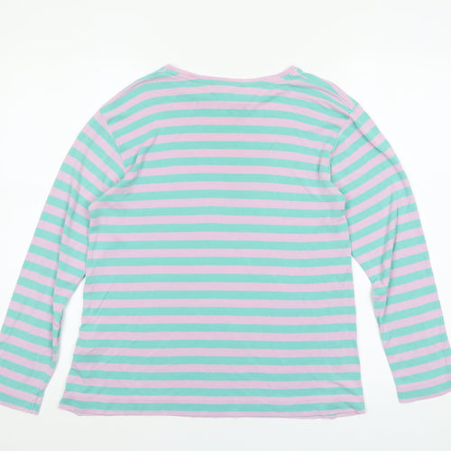 Marks and Spencer Women’s Multicoloured Striped Long Sleeve Lyocell T-Shirt Size 12