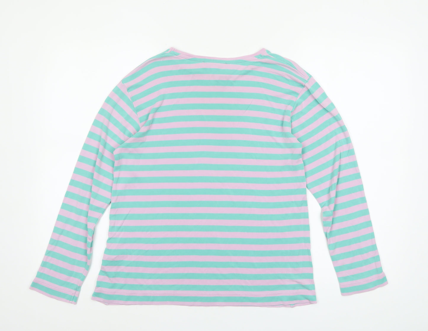 Marks and Spencer Women’s Multicoloured Striped Long Sleeve Lyocell T-Shirt Size 12