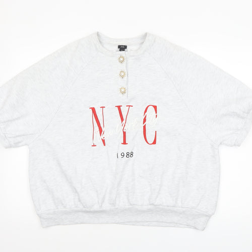 River Island Womens Grey NYC 1988 Relaxed Jersey T-Shirt Size L