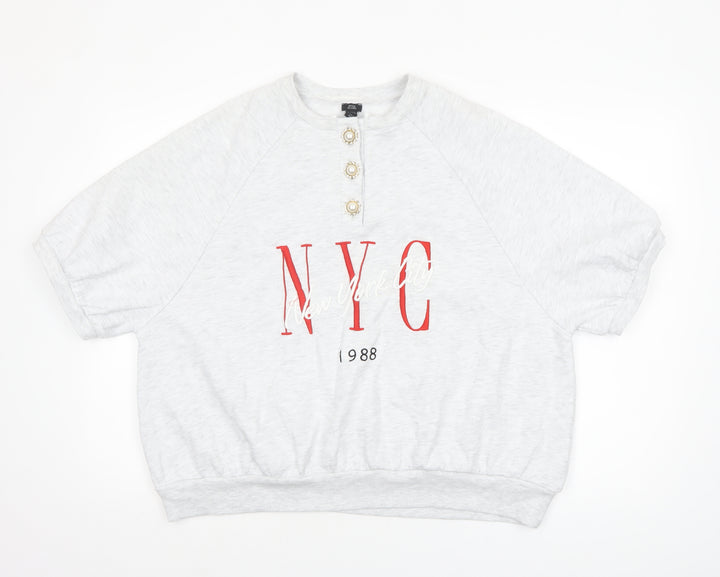 River Island Womens Grey NYC 1988 Relaxed Jersey T-Shirt Size L