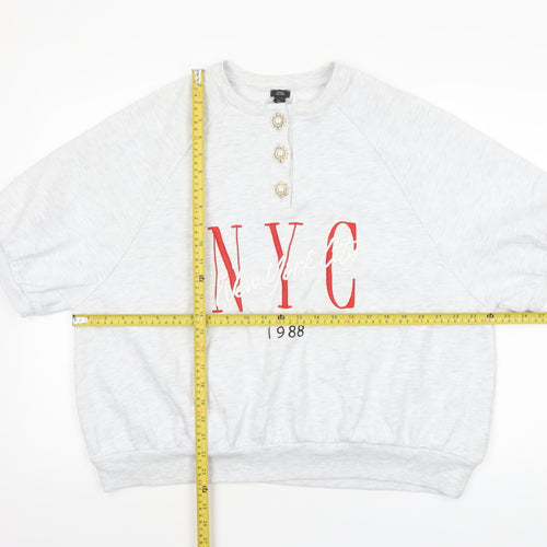 River Island Womens Grey NYC 1988 Relaxed Jersey T-Shirt Size L