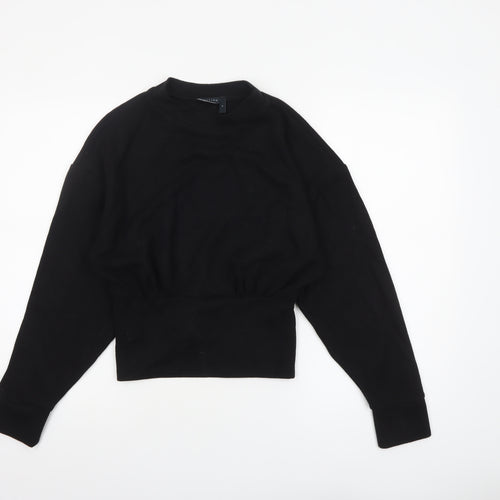 ASOS DESIGN Women's Black Cropped Long Sleeve Crew Neck Top Size S UK 8-10