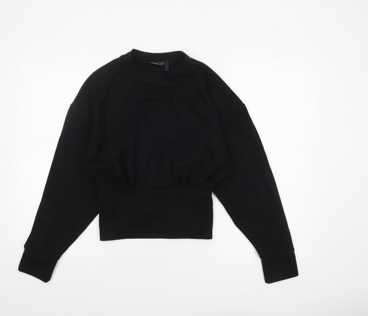 ASOS DESIGN Women's Black Cropped Long Sleeve Crew Neck Top Size S UK 8-10