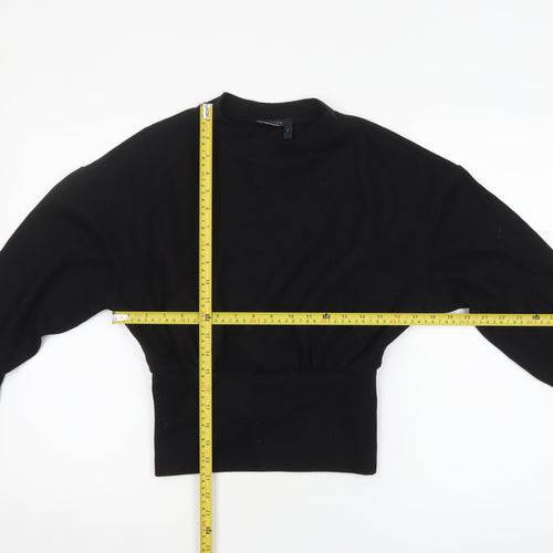 ASOS DESIGN Women's Black Cropped Long Sleeve Crew Neck Top Size S UK 8-10