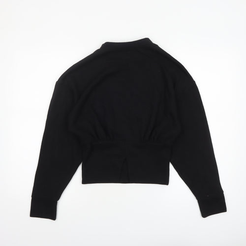 ASOS DESIGN Women's Black Cropped Long Sleeve Crew Neck Top Size S UK 8-10